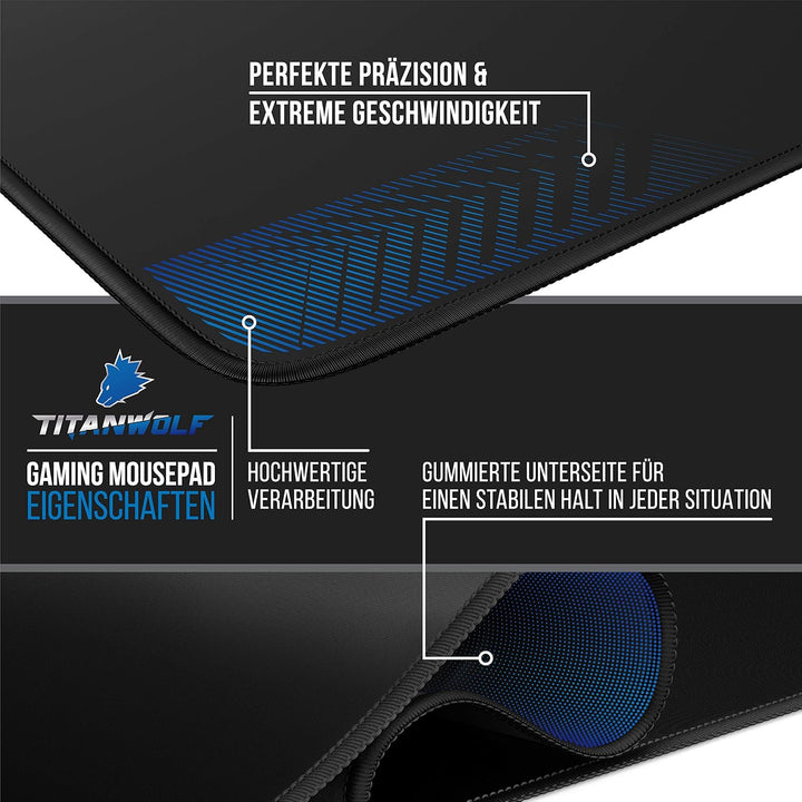 Titanwolf - Übergrösse Mauspad Gaming Titanwolf 1200x600mm XXXL Mousepad gross mit Motiv Tischunterl