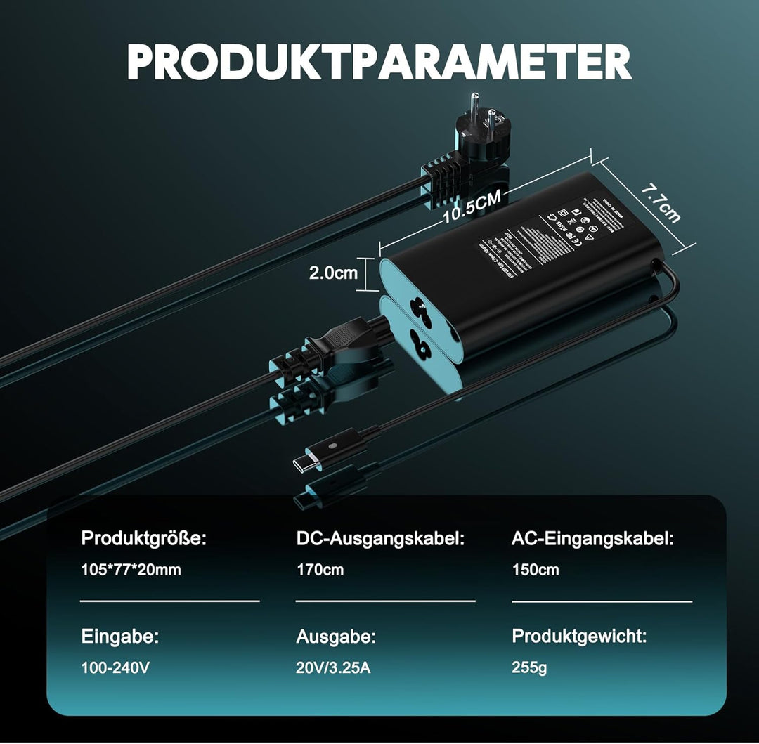 65W USB C Ladekabel Netzteil für Dell Latitude 5520 5420 5290 5285 5179 5480 5400 5310 5320 5410 551