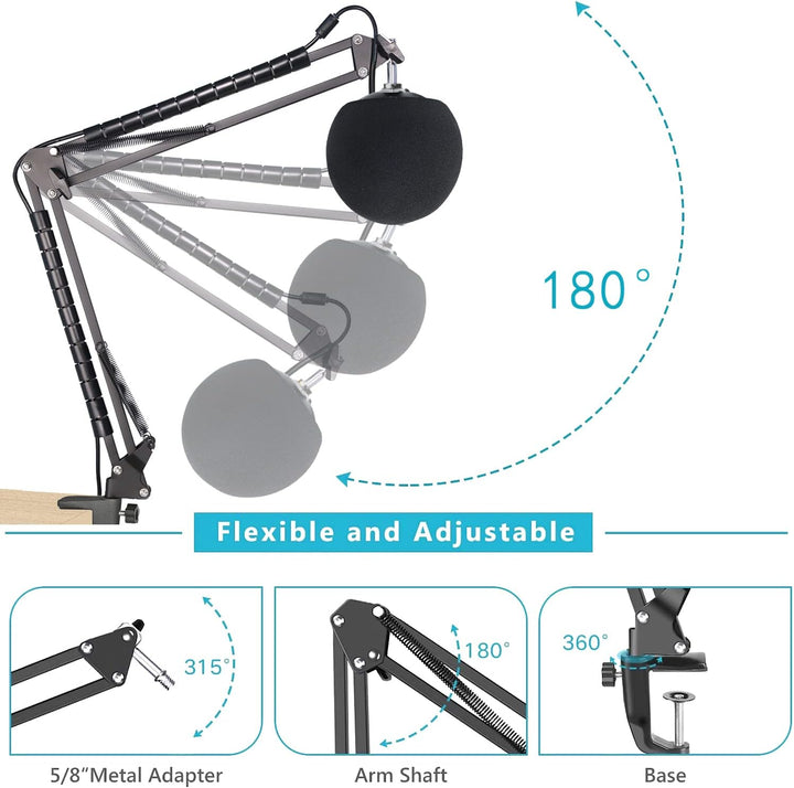 Sunmon Snowball iCE Mikrofonständer mit Pop-Filter, kompatibel mit Blue Snowball Ice USB-Mikrofon mi