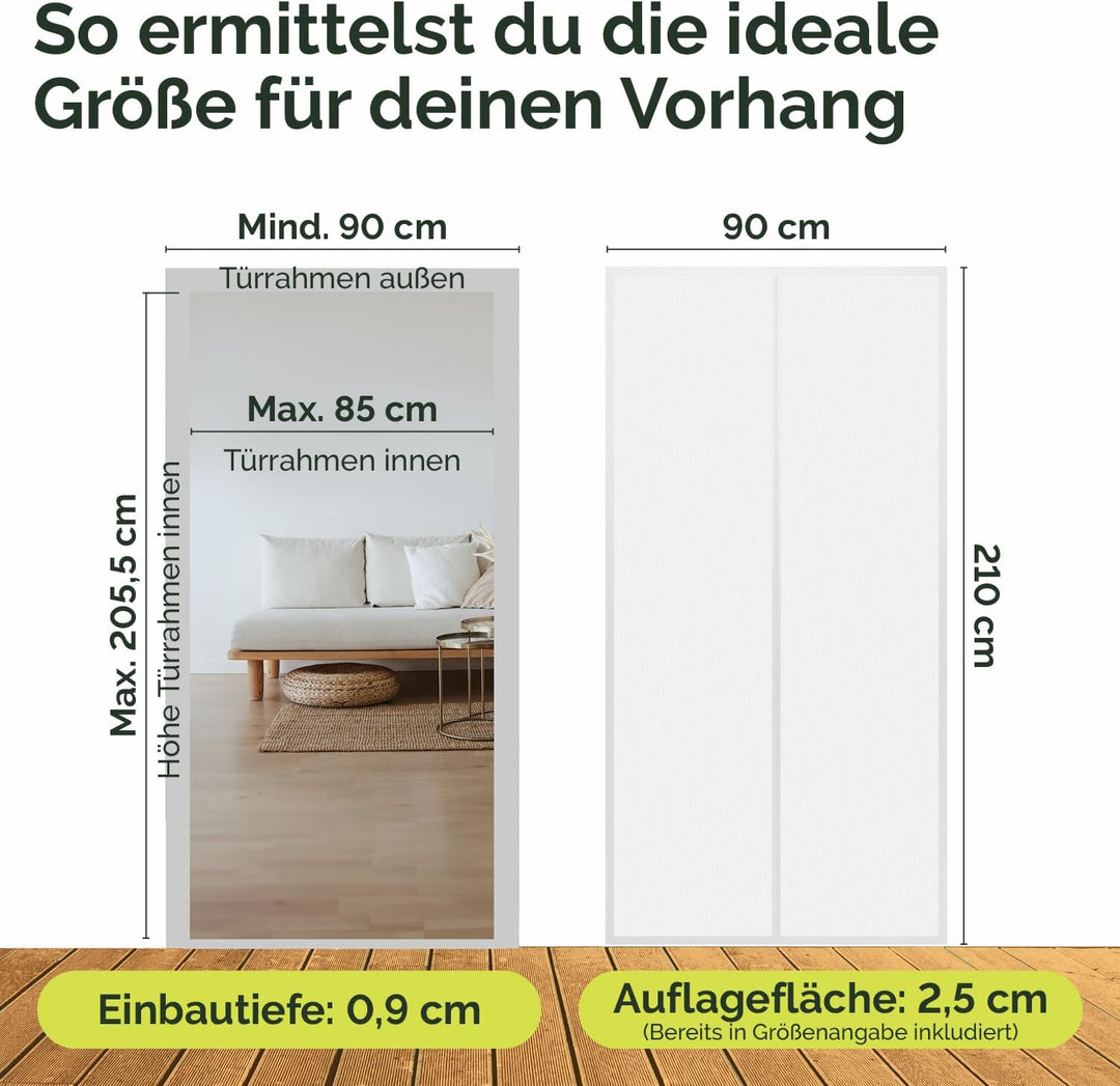 Nematek - Fliegengitter Balkontür weiss 90x210 cm - hochwertige Fliegengitter Tür Magnet für Balkont