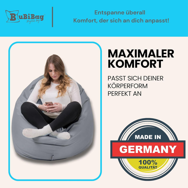 BuBiBag 2in1 Sitzsack L - XXL mit Füllung für Kinder & Erwachsene, Gaming Beanbag & Bodenkissen für