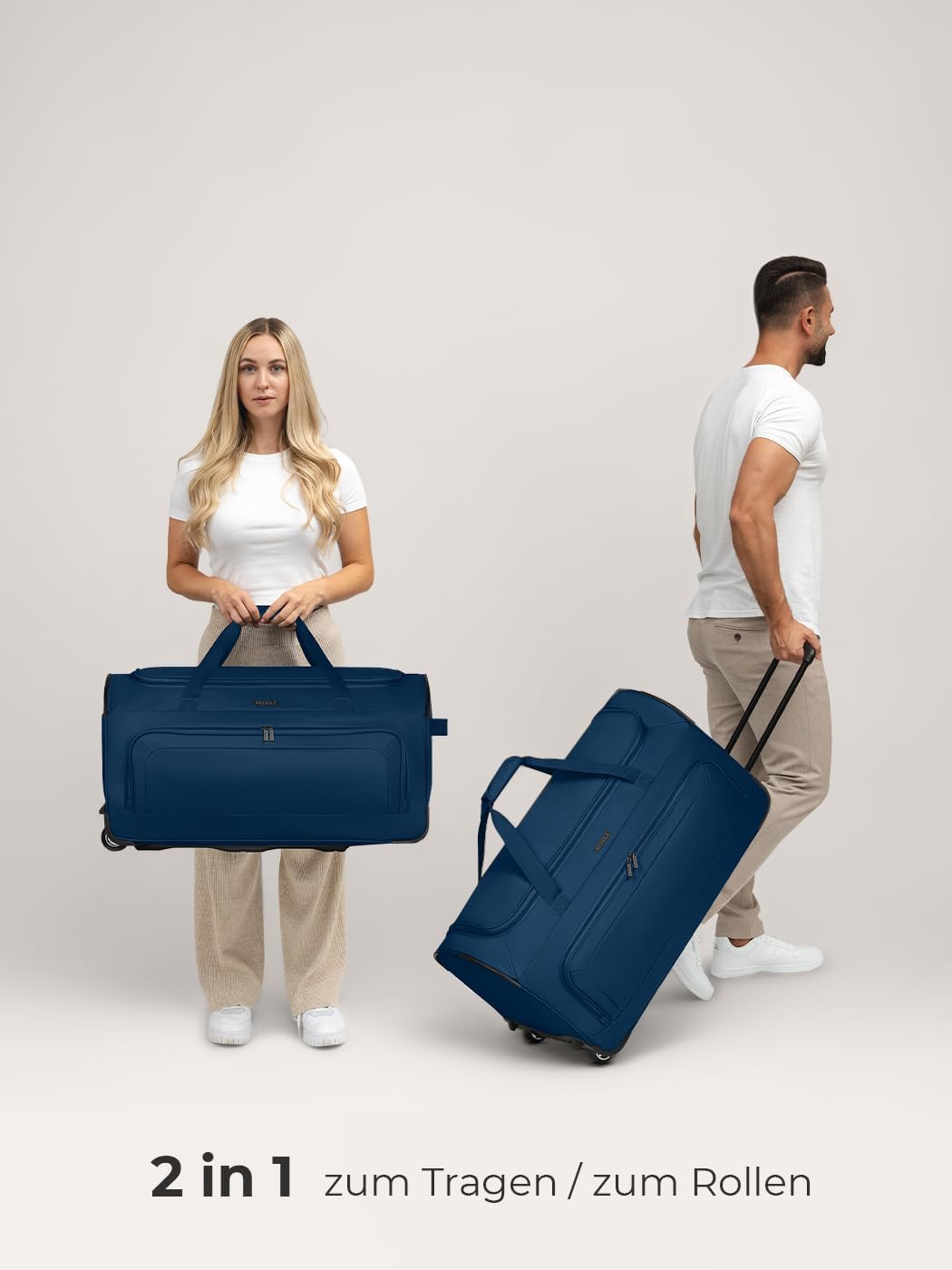 REDOLZ grosse L Trolley-Reisetasche mit Rollen 71 cm | 81 Liter | für Männer & Frauen (Duffle Essent