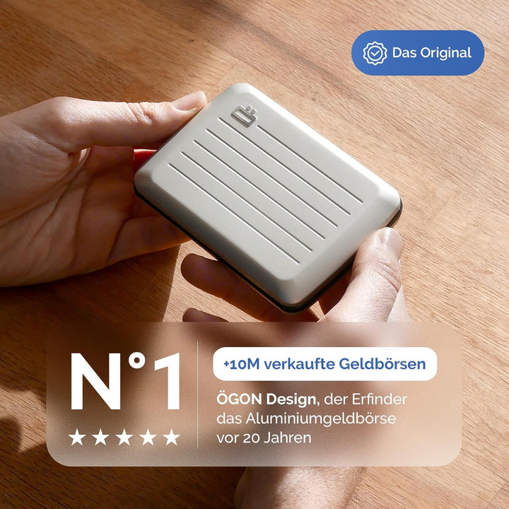 OGON Aluminium Geldbörse Smart Case V2 - Einfache Lagerung - Metallverschluss - Kartenetui mit RFID-