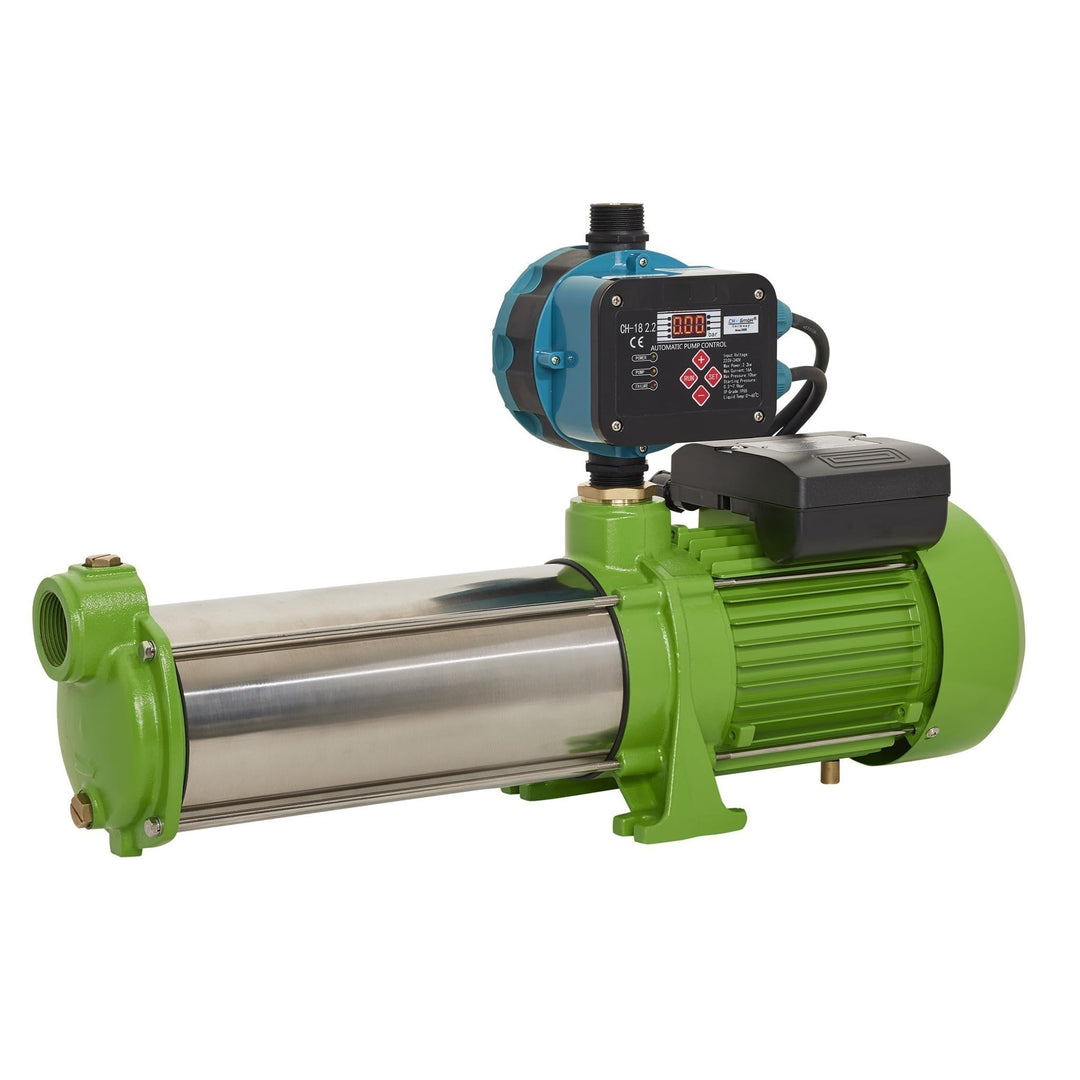 Gartenpumpe Edelstahl 2,2 Kw 11 Bar 8600 L/h Kreiselpumpe mit Drucksschalter/Trockenlaufschutz einst