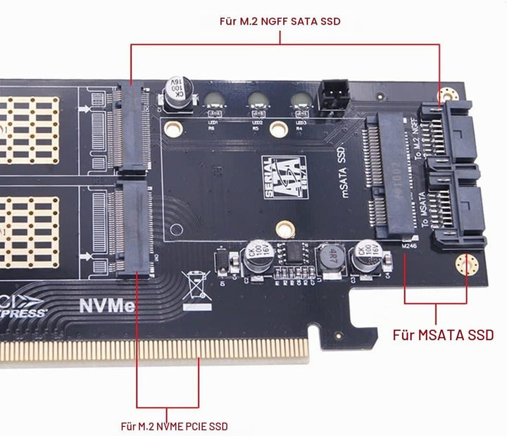 chenyang CY Dual SATA &amp; PCI Express PCI-E 3.0 zu NGFF NVME M.2 MSATA M-Schlüssel B/M-Schlüssel SSD K