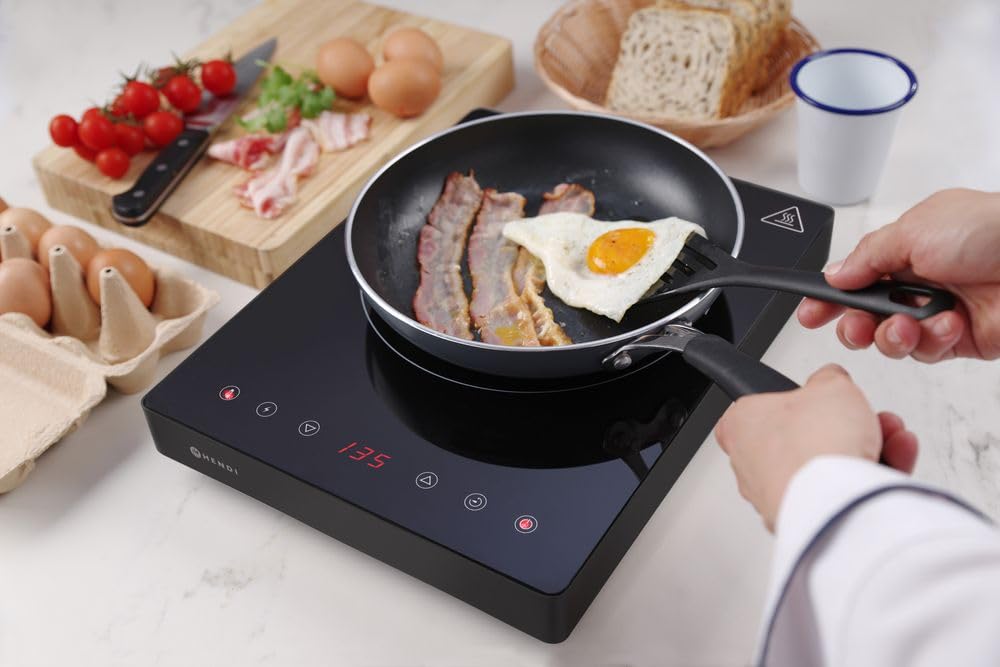 HENDI Induktionskocher, Induktionskochfeld, mit integrierter Digitalanzeige, Touch-Bedienung, geeign