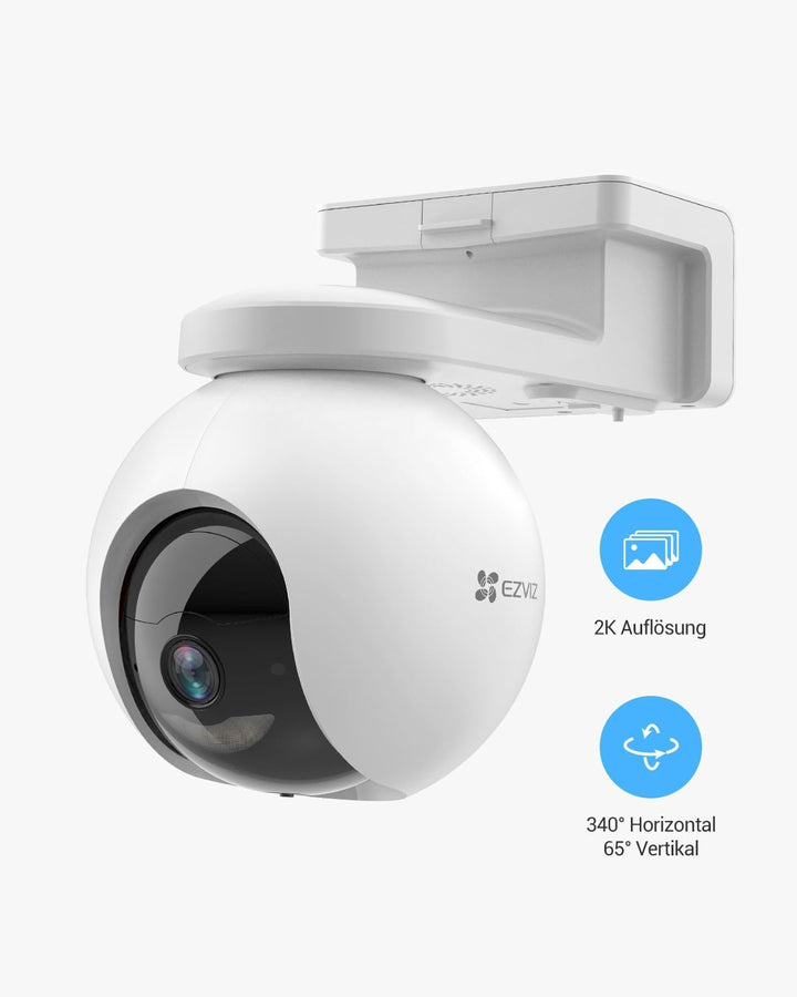 EZVIZ 2K kabellose Akkukamera aussen, PT WLAN Kamera mit AI Personenerkennung, 10400mAh Akku, Automa