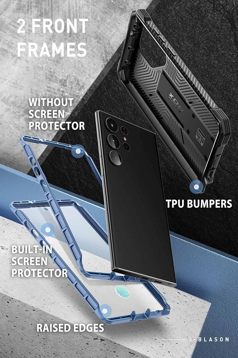i-Blason Armorbox Series Hülle für Samsung Galaxy S23 Ultra 5G Bumper Case mit 2 Vorderseite (ohne D