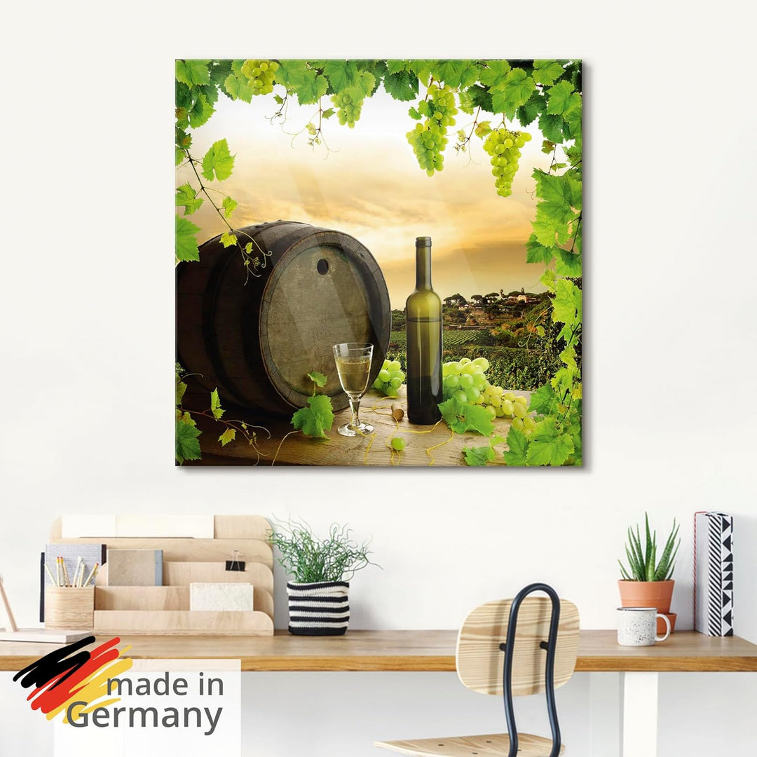 ARTland Glasbilder Wandbild Glas Bild einteilig 50x50 cm Quadratisch Landschaft Natur Wein Obst Trau