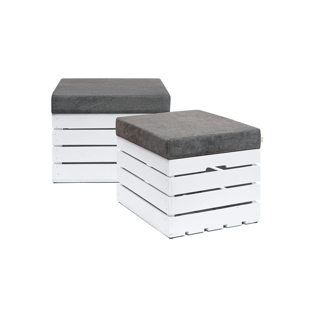 GrandBox Sitzhocker aus Holz 37x40x50 Polster, Sitztruhe Hocker mit Stauraum, Sitzbank, Sitzpouf, Si