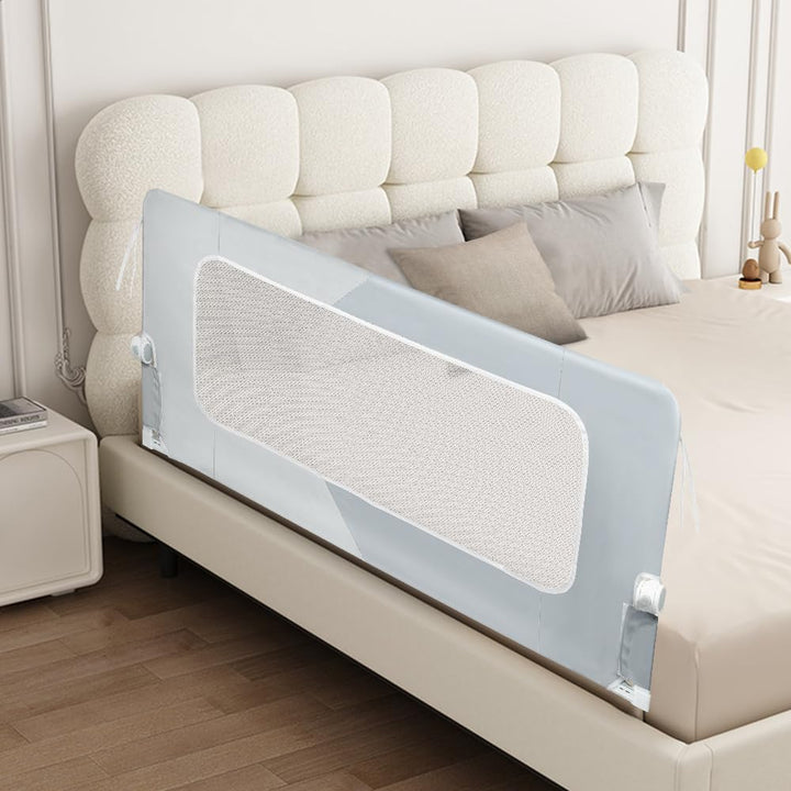 HUOLE Bettschutzgitter mit Verstellbarer Gurte,Rausfallschutz Bett 180° faltbar für Boxspringbett, B
