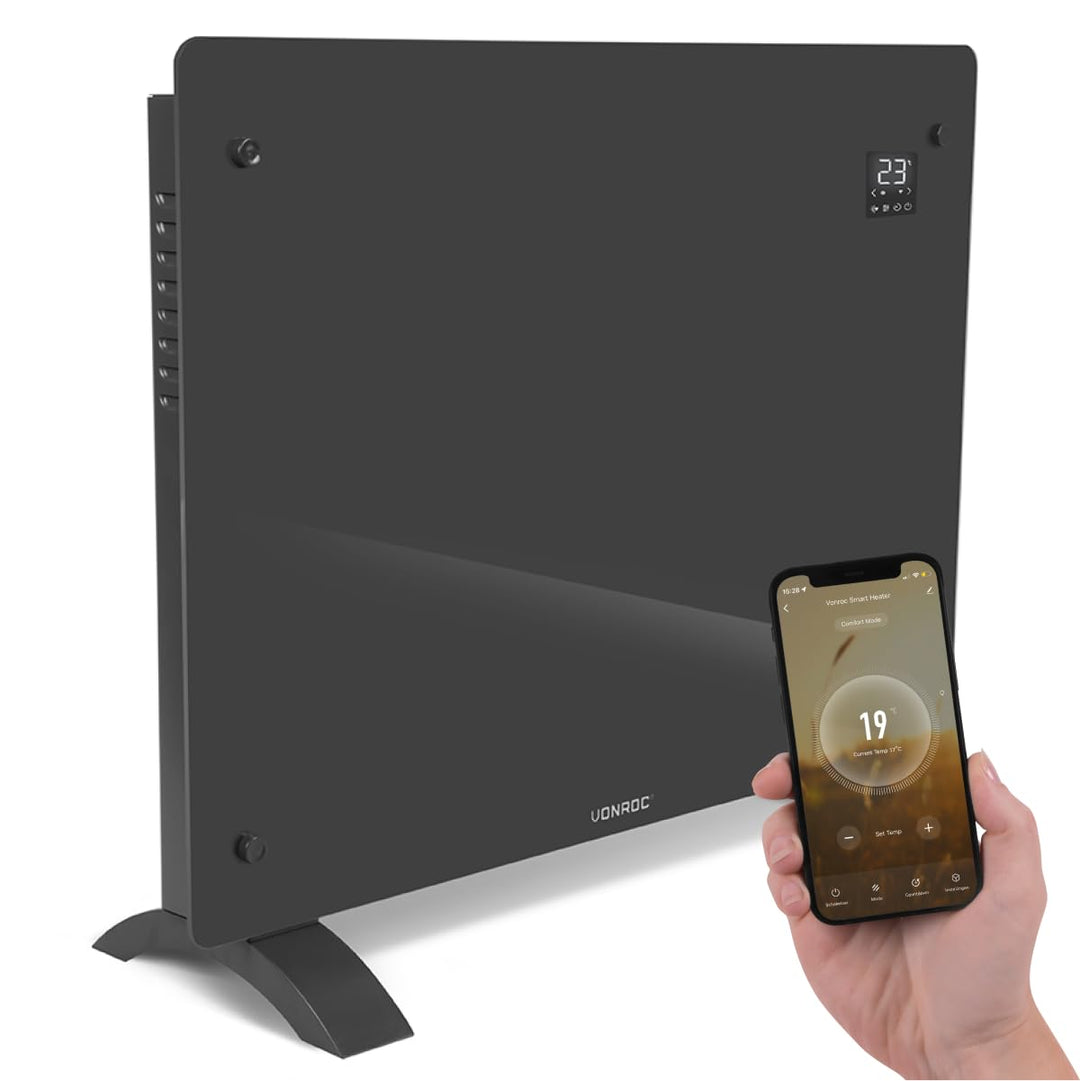 VONROC Elektroheizung energiesparend 1500W - Konvektor Heizung [18qm Räume] - Mobile Elektrische Hei