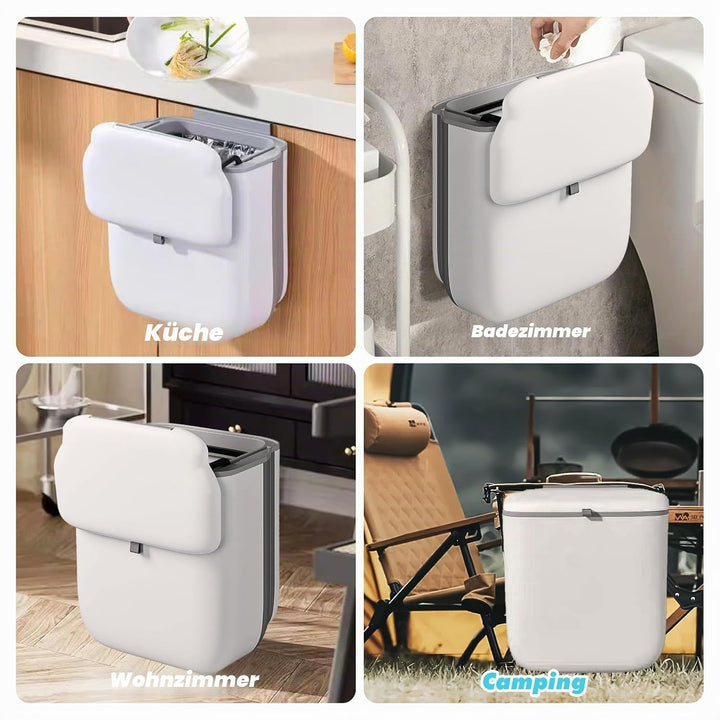 Hängend Mülleimer Küche, Faltbarer Abfalleimer Küche Wasserdicht mit Deckel 10L, PP+TPA, für Camping
