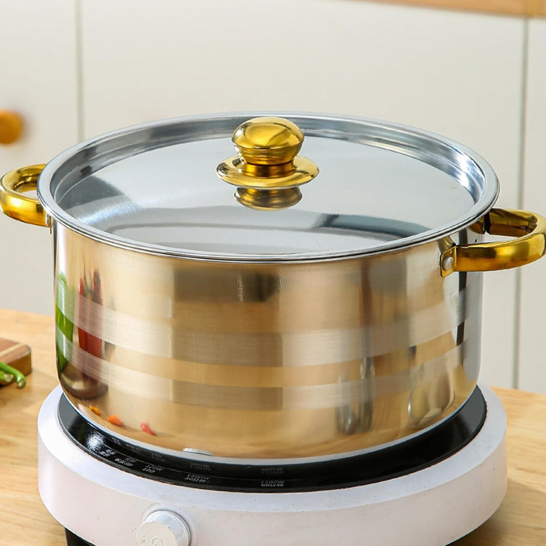 Edelstahl Kochgeschirr-Set Topfset Induktion mit zwei Griffen | 10-teilig Kochtopf Set Töpfe Set mit