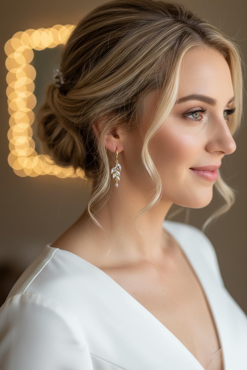 ONDEGO® Gold Ohrringe Ohrstecker Brautschmuck Geschenk Schmuck Blatt Blätter