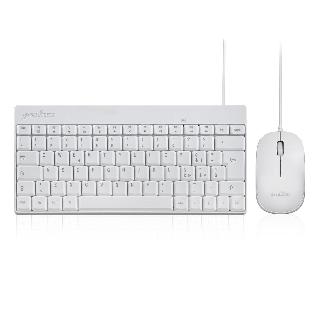 Perixx PERIDUO-212 Set Mouse e Mini Tastiera USB Cablata ‎per Windows, Tasti Scelta Rapida e Multime