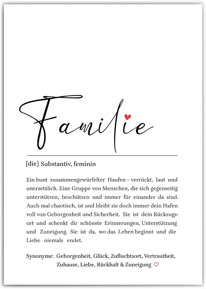 Familie Definition Bild - persönliches Geschenk – Definition Familienposter | Wanddekoration | Gesch