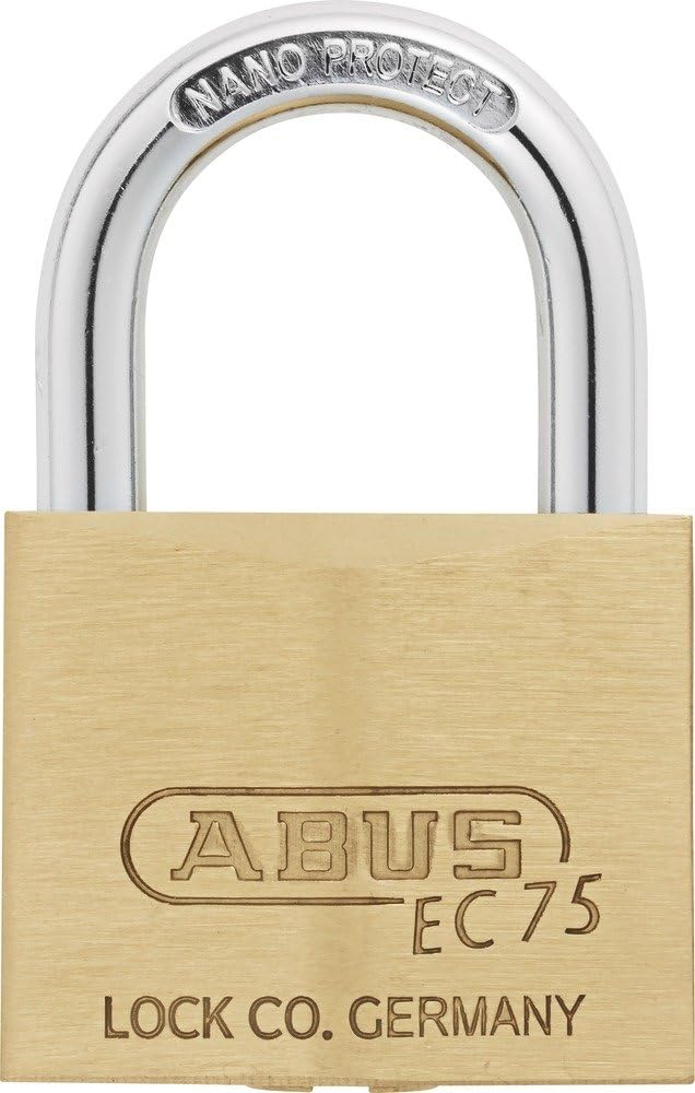 ABUS 26421 Messing Vorhängeschloss mit 7561, wendbar, gleichschliessend 60mm Messing, 60mm Messing