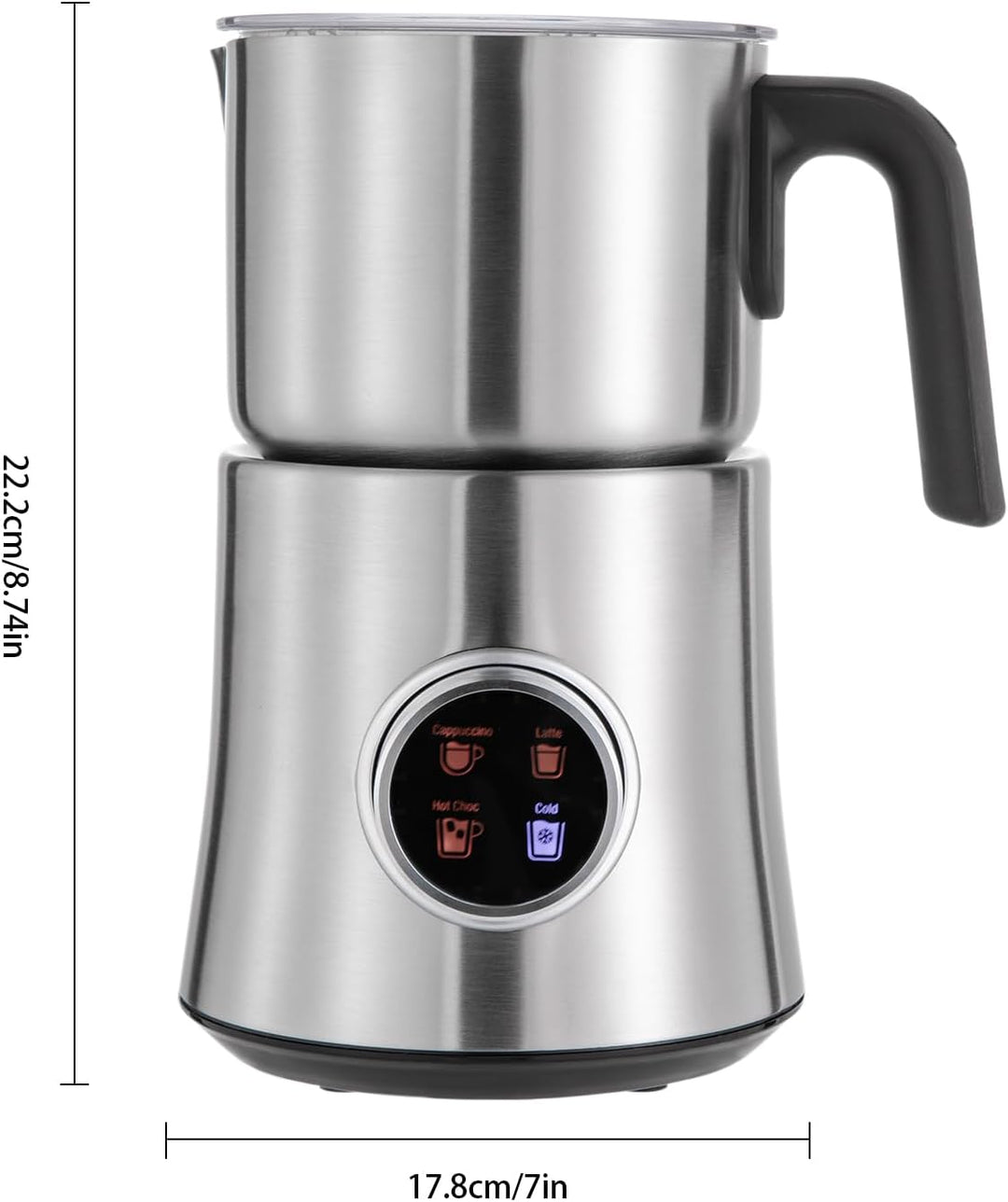 Edelstahl Milchaufschäumer 900ml 4+1 Funktionen EU-Standard 500W LED