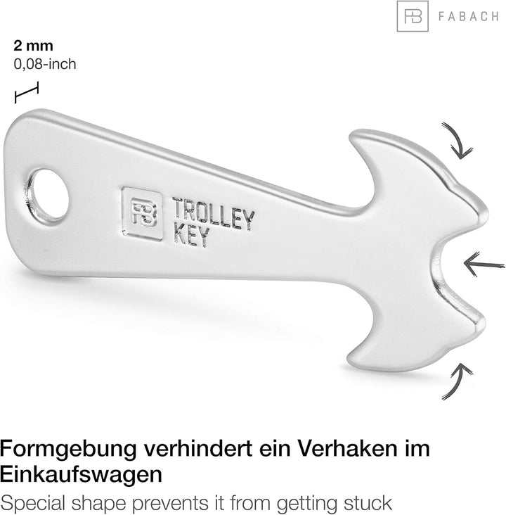 FABACH Trolley Key Einkaufswagenlöser - Ersetzt Einkaufswagenchip, Einkaufschip - Schlüsselanhänger