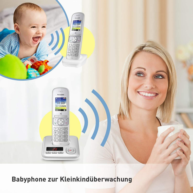 Panasonic KX-TGH722GG Schnurlostelefon Duo mit Anrufbeantworter (DECT Telefon, strahlungsarm, Farbdi