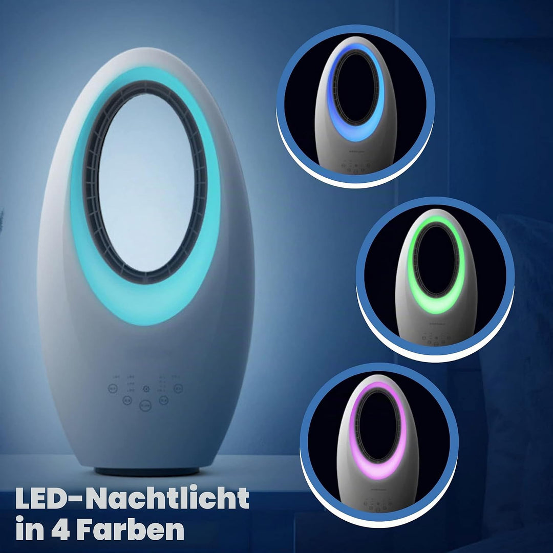 ARDES - Flügelloser Ventilator, leistungsstarker und leiser Ventilator mit Fernbedienung, LED-Nachtl