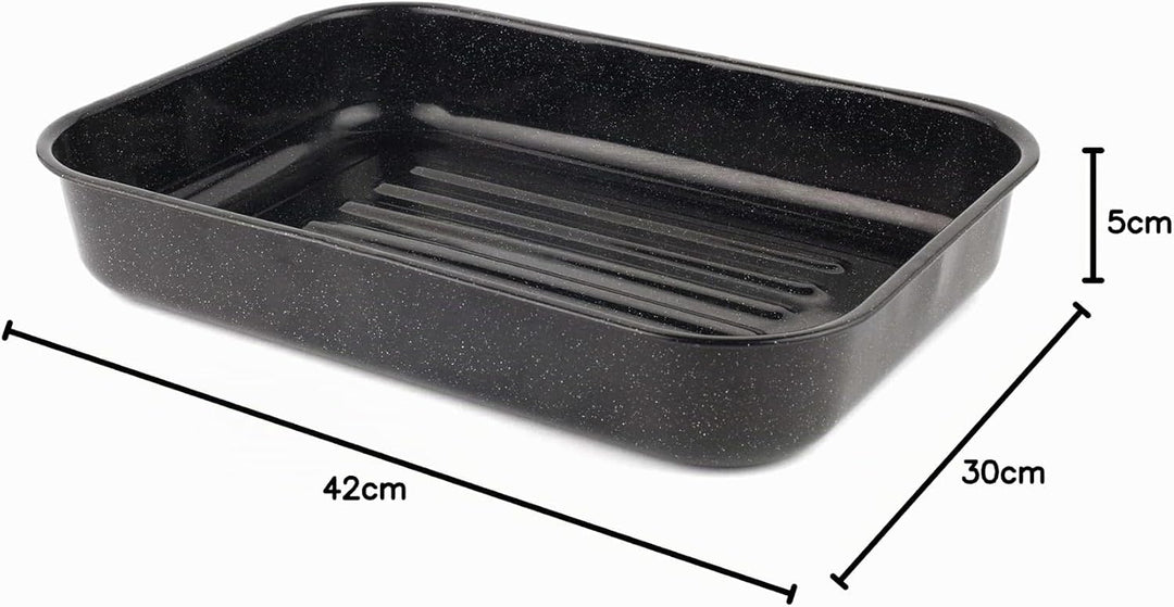 Russell Hobbs CW11431 42cm Glaskörpe Emaille tiefer Bräter, Spülmaschinenfest Ofenbackform, Kohlenst