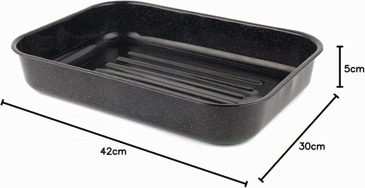 Russell Hobbs CW11431 42cm Glaskörpe Emaille tiefer Bräter, Spülmaschinenfest Ofenbackform, Kohlenst
