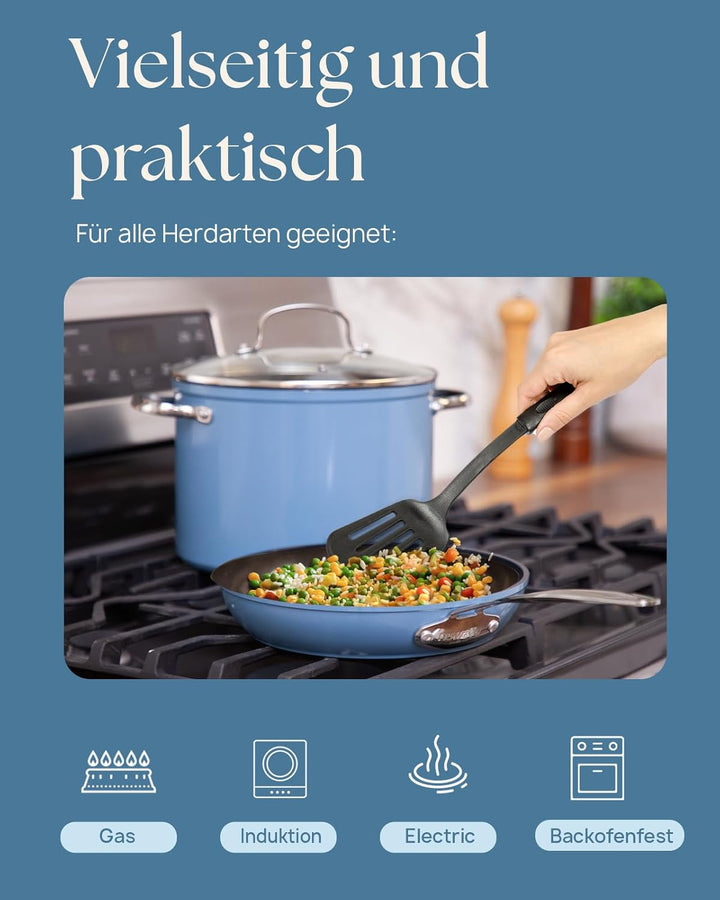 Nuwave 7,6L Gesundes Duralon Blue Keramik Antihaft-Suppentopf in Gemütlichem Blau, PFAS-frei, Spülma