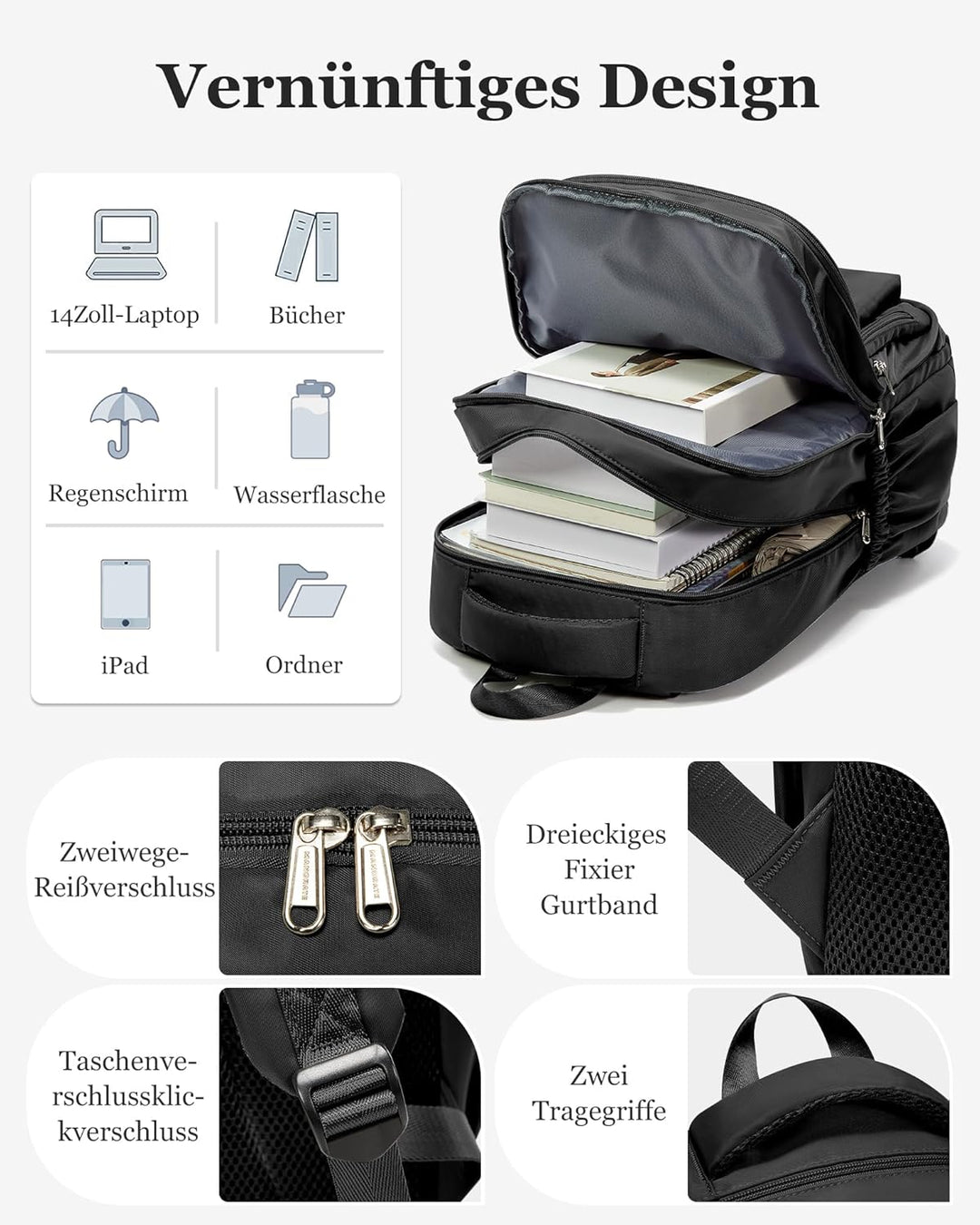 Rucksack Schule Herren Damen, Leichter Schulrucksack Teenager, Aesthetic School Bag für Jungen Mädch
