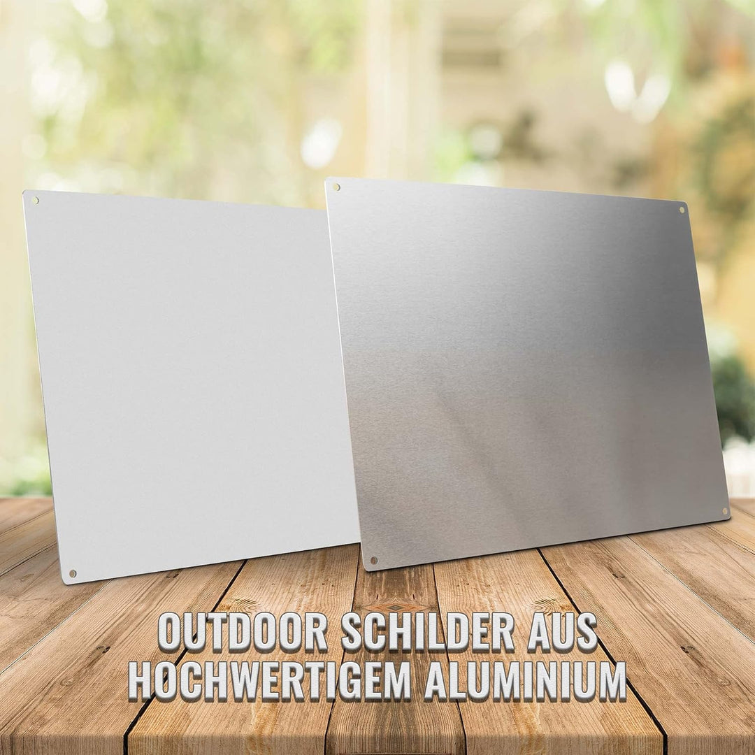 Hunde Schild personalisiert - Hier wohnt mit Personal - Metallschild mit Foto und Name für aussen, w