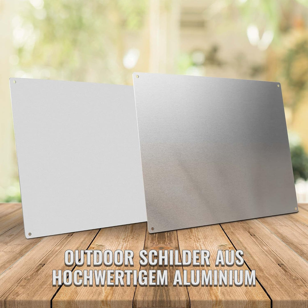 Hunde Schild personalisiert - Klingeln nicht nötig - Metallschild mit Foto und Name für aussen, wett