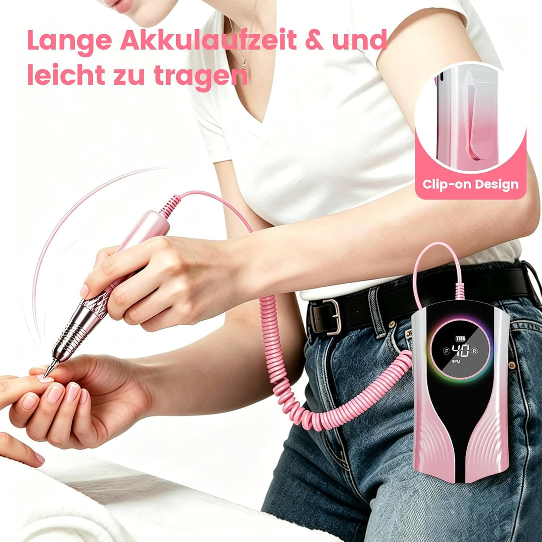 Elektrische Nagelfräser mit LCD-Display, 35000 U/min Tragbar Nagelfeile für Acryl und Gelnägel, Gerä
