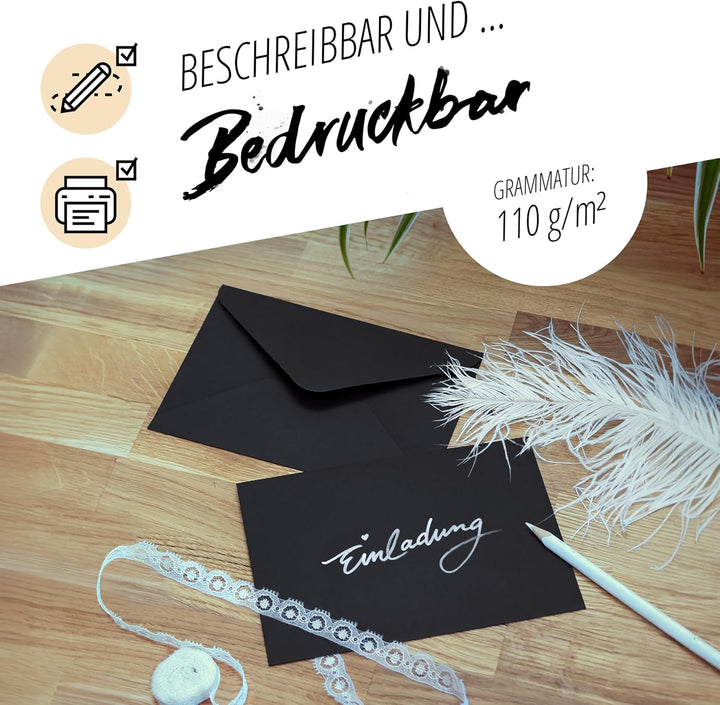 Japun – Briefumschläge (100 Stück) aus Papier, Kuvert, Umschlag ohne Fenster - DIN C6-162 x 114 mm -