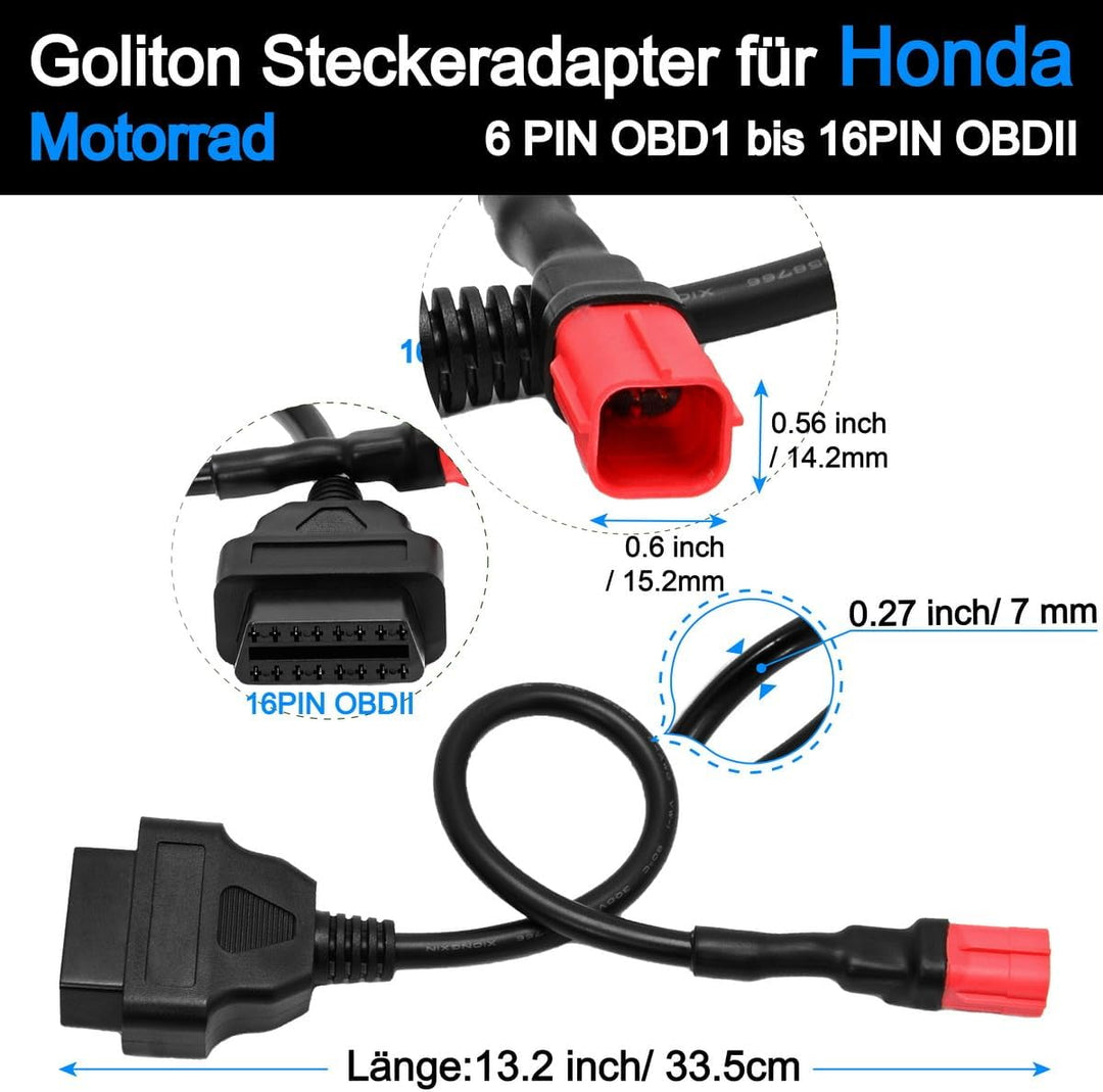 OBD2-Diagnosekabel, OBDII, 6-polig auf 16-polig, kompatibel mit Honda Motorrädern Für Honda 6-polig,