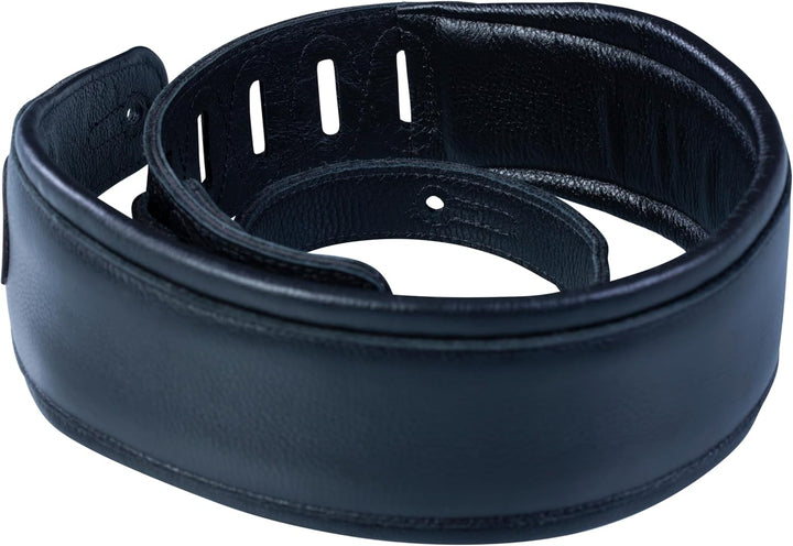 Levy's MSS2-BLK Gitarrengurt Garment Leather Garment Leather Backing Signature Logo Padded 3" - Blac