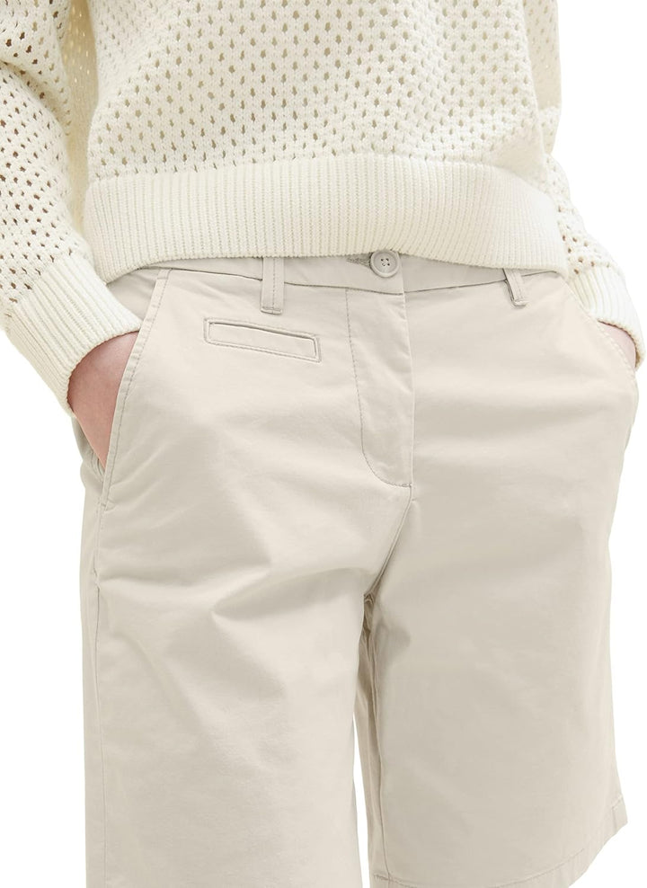 TOM TAILOR Damen Chino Bermuda Shorts 36 12365 - Dusty Beige, 36 12365 - Dusty Beige