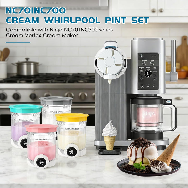 4 Stück Creami Behälter für Ninja Swirl CREAMi NC701EU, für Ninja Swirl Eismaschine Zubehör,BPA-frei