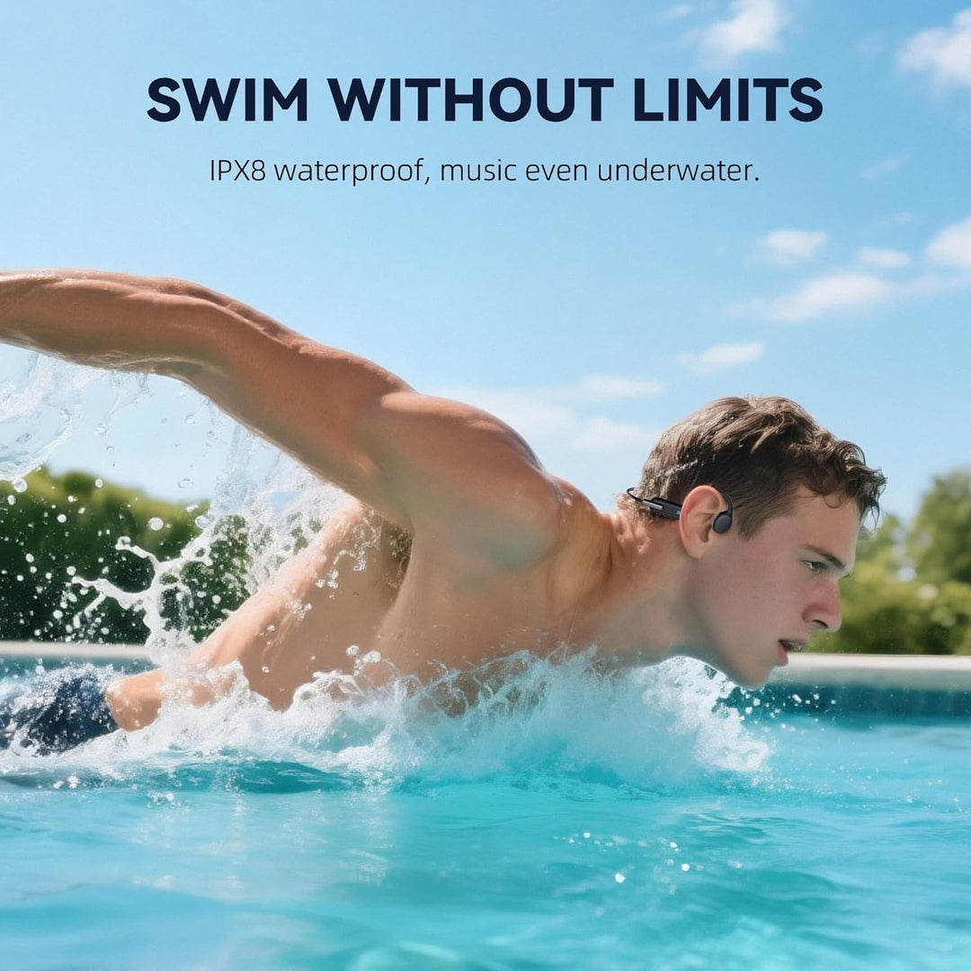 HIFI WALKER T10 Air Knochenschall Kopfhörer, IPX8 wasserdichte Schwimmkopfhörer mit 32GB MP3 Player,