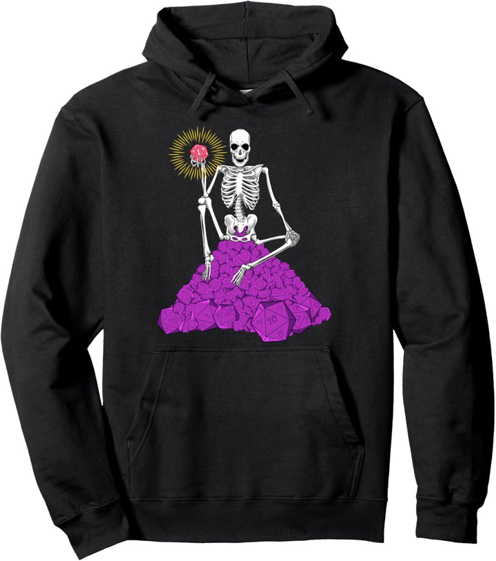 Skelett auf D20 Würfel Berg - Rollenspieler Pullover Hoodie