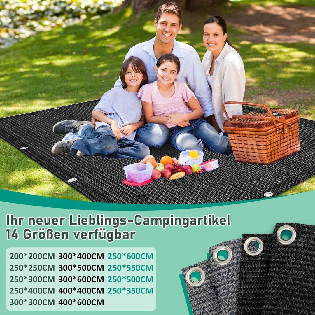 Sonnewelt Vorzeltteppich, Zeltteppich 100% HDPE Campingteppich Outdoor mit ösen Tragetasche, 13 Heri