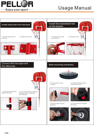 PELLOR Einstellbare Basketballständer, Basketballkorb mit Ständer Höhenverstellbar Basketball-Backbo