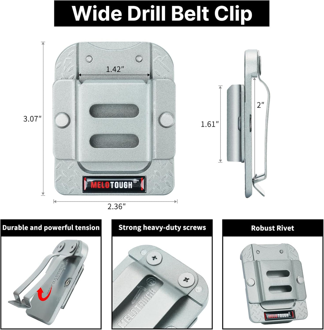MELOTOUGH Massbandhalter für Gürtel, Bohrerhalter für Werkzeuggürtel, Massbandclip, Bohrer-Gürtelcli