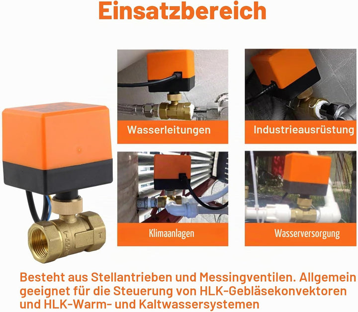 Motorisierter Kugelhahn DC 12V G3/4" DN20 Messing 2-Wege-Kugelhahn Elektrischer Motorisierter Kugelh