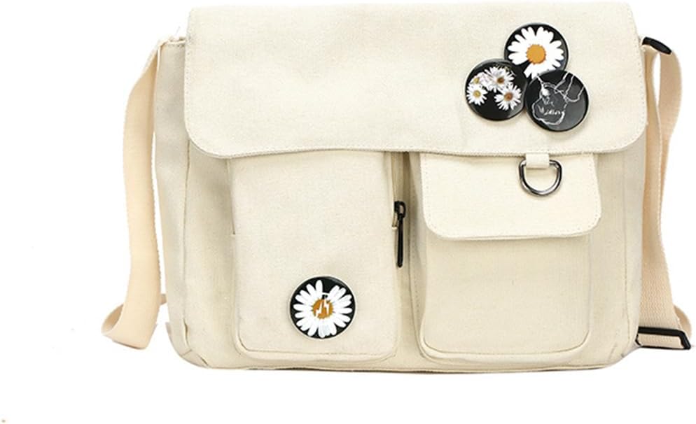 PORRASSO Casual Umhängetasche Damen Canvas Schultertasche Mädchen Messenger-Tasche für Arbeit Schule
