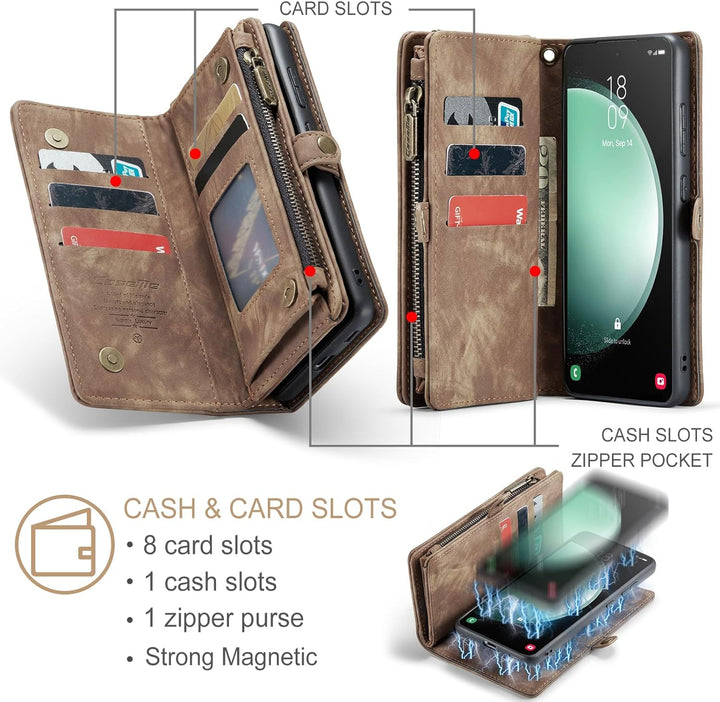 UFinetech für Samsung S23 FE Hülle, Stossfest Kartenfach Magnetisch Abnehmbare Tasche Samsung Galaxy