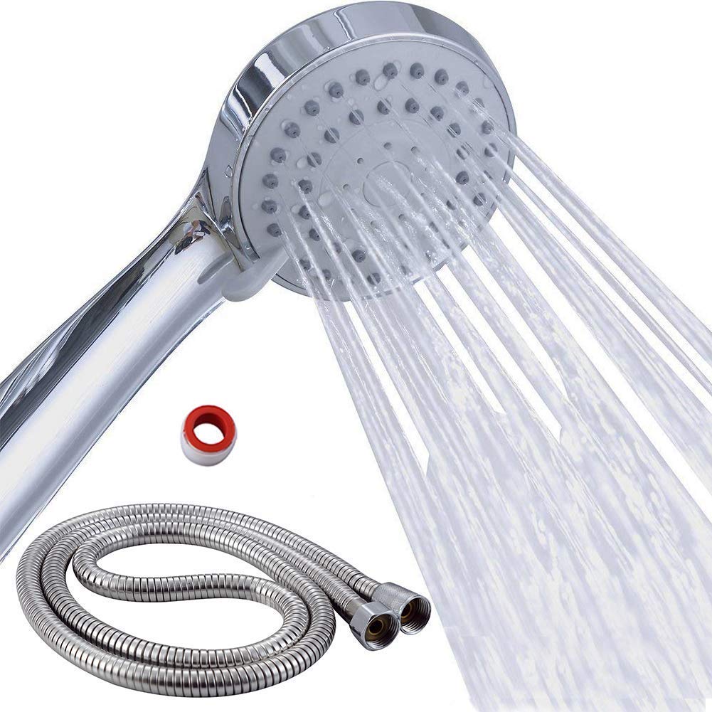 JQKX Duschkopf mit Schlauch 1,5M Hochdruck 3 Strahlarten Handheld mit Brauseschlauch und Teflonband