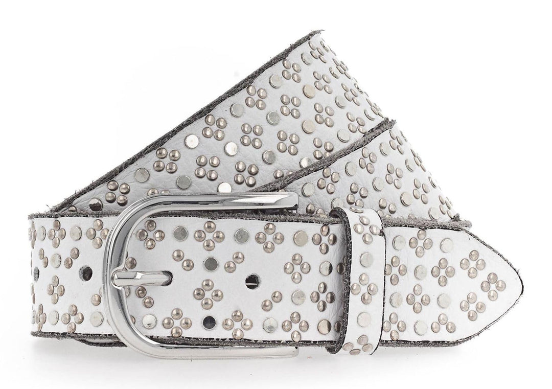B.Belt Leder-Nietengürtel TINI SILVER Nieten Damen
