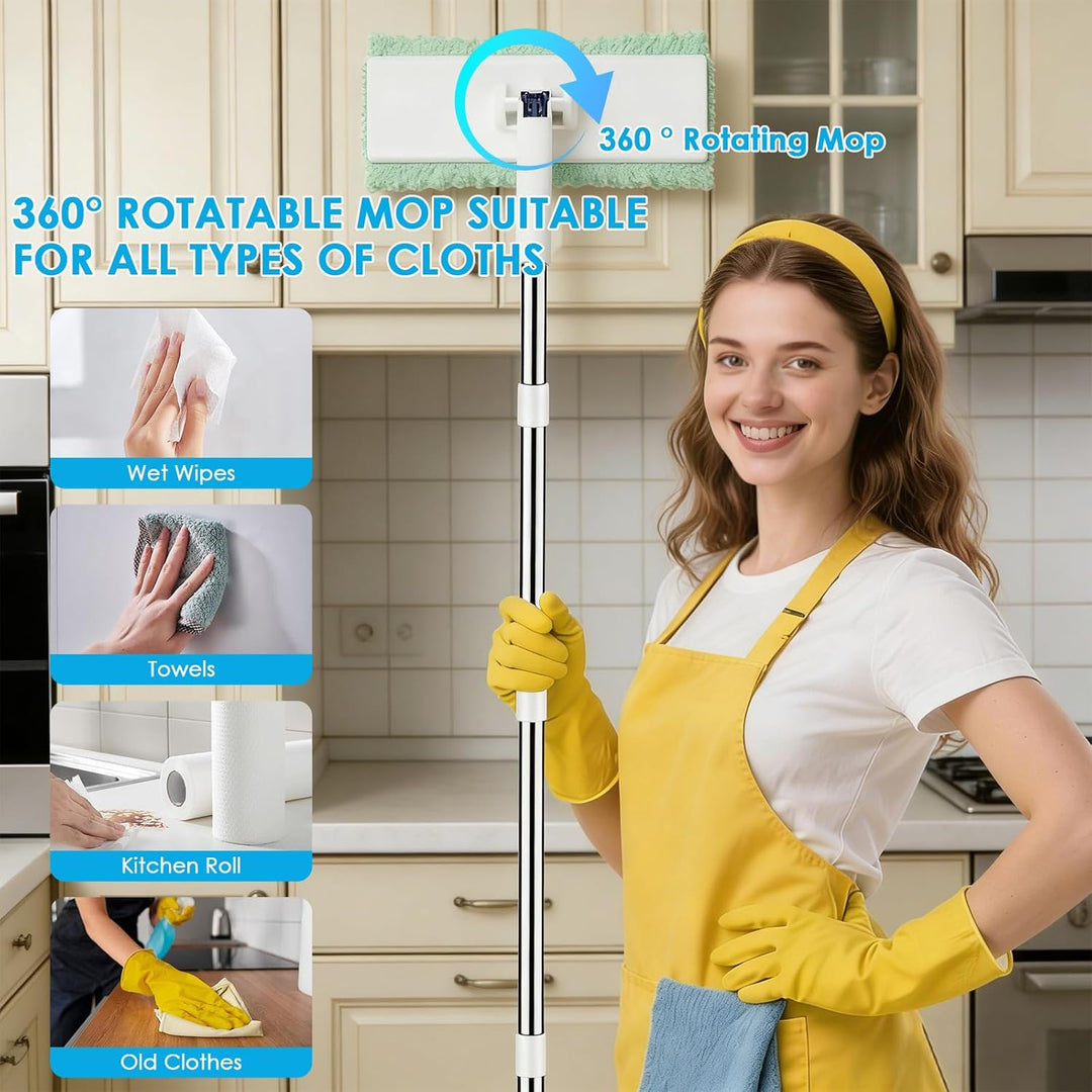 Dfydghb Fauler Wischmopp mit Druck Klemm System, Mini Mopp mit Automatischen Tuchwechsel, Ohne Hände