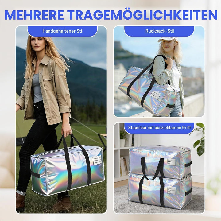 4pcs Grosse Aufbewahrungstasche 87L Heavy-Duty Umzugstaschen mit 8 Kärtchen, Faltbare Umzugskartons